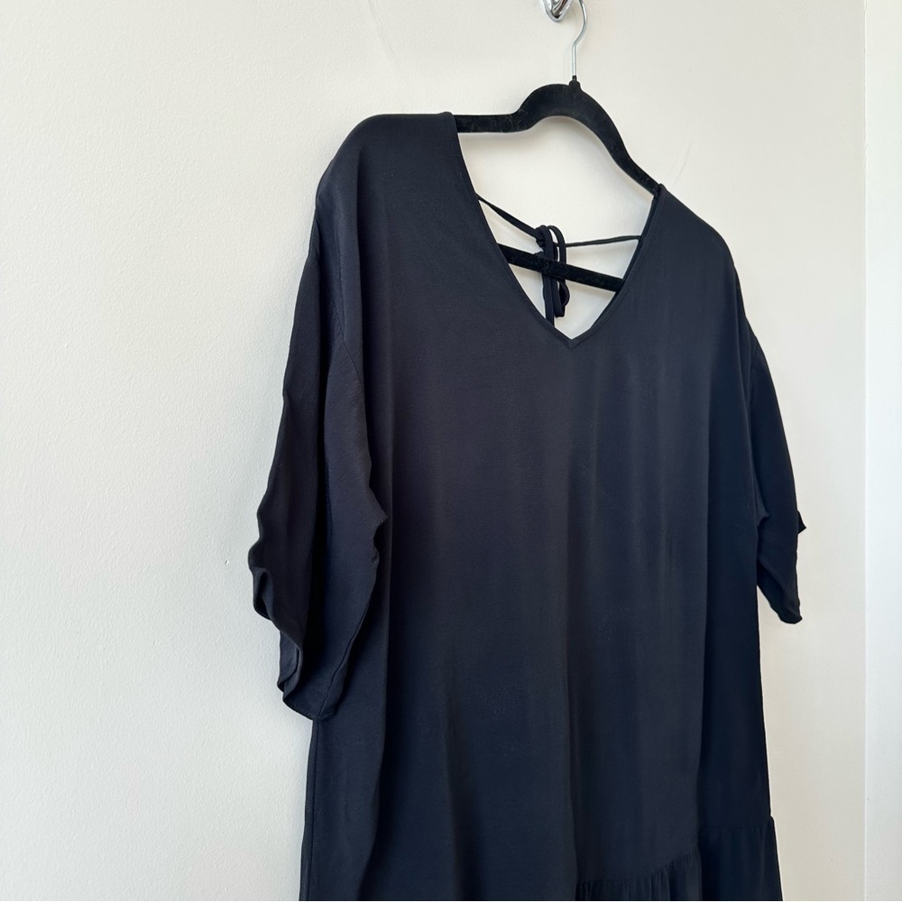 Eileen Fisher-Drop Waist Crepe Short Sleeve Dress (Size:Small) - Picture 8 of 12